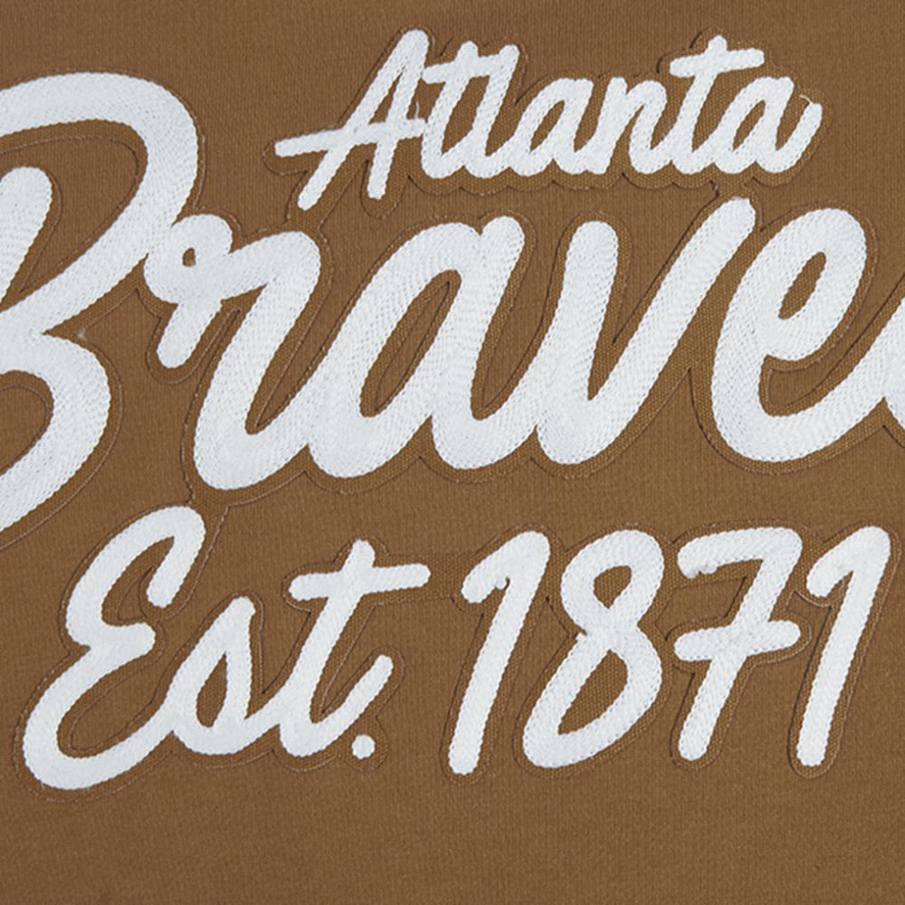 Atlanta Braves Pro Standard Paint The City Dropped Shoulder Pullover Sweatshirt - Brown Pullover