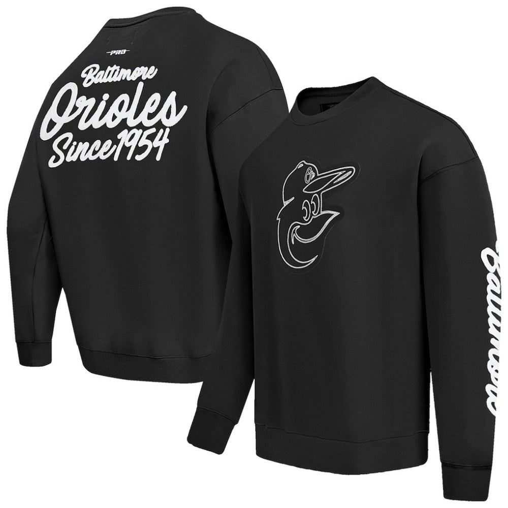 Baltimore Orioles Pro Standard Paint The City Dropped Shoulder Pullover Sweatshirt - Black Pullover