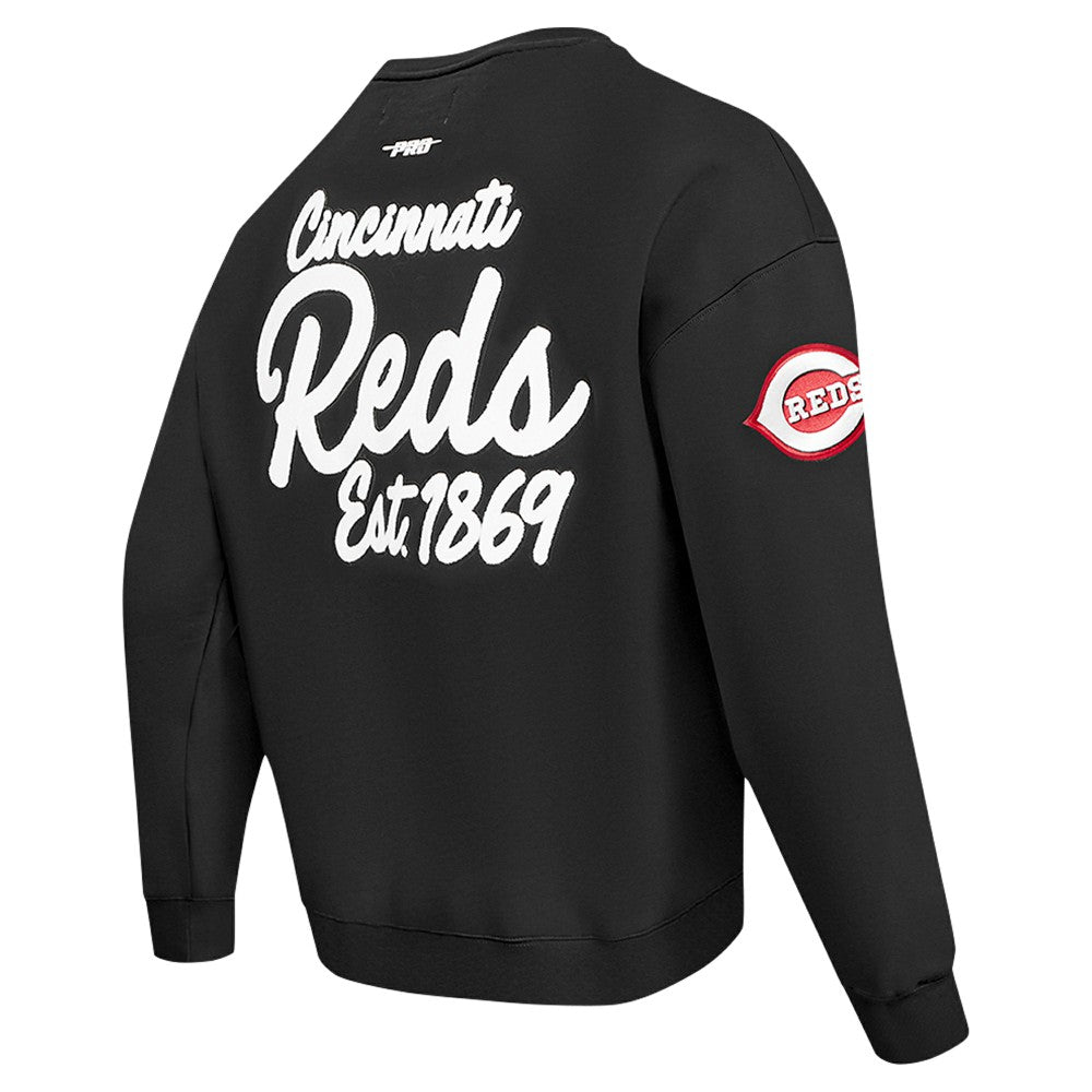 Cincinnati Reds Pro Standard Paint The City Dropped Shoulder Pullover Sweatshirt - Black Pullover