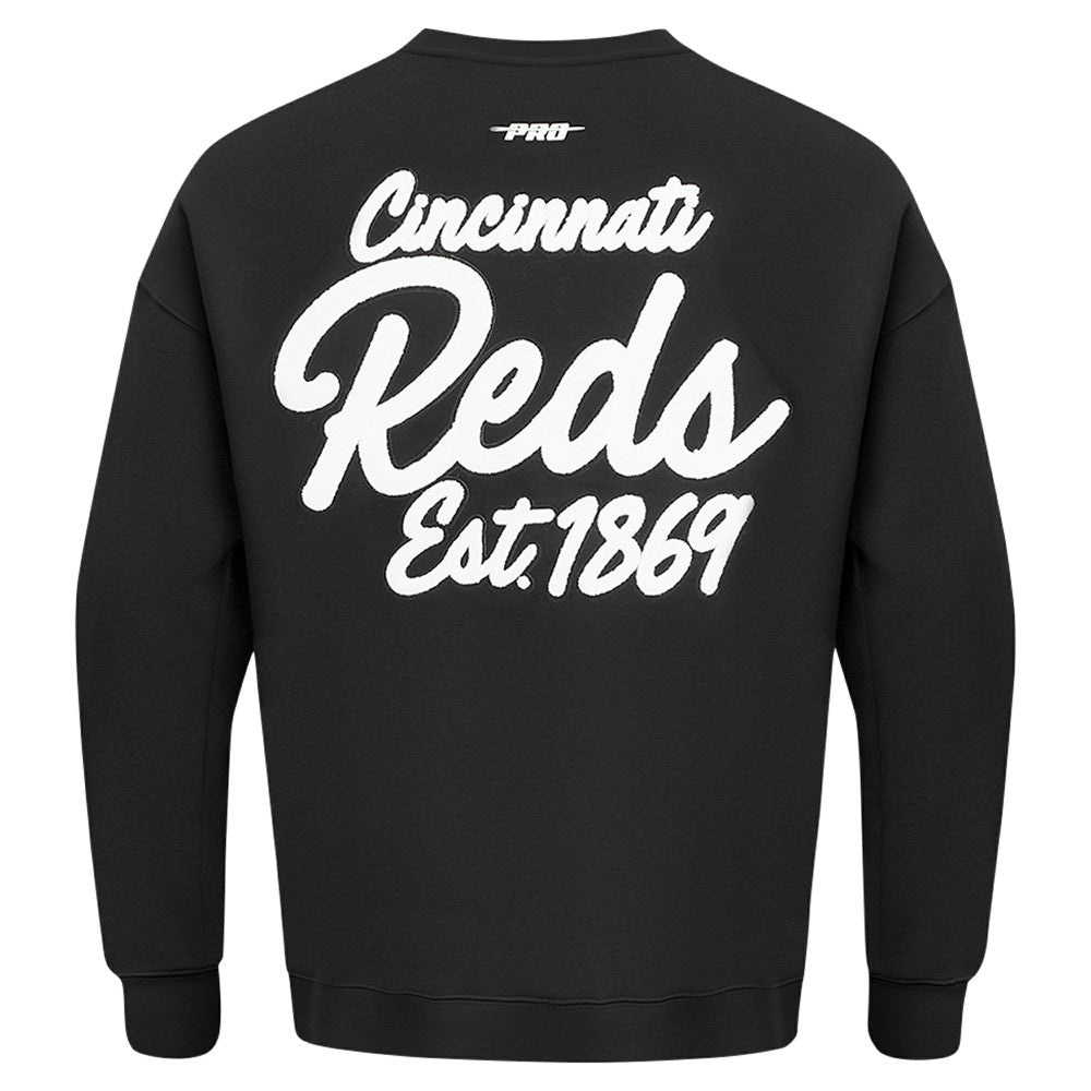 Cincinnati Reds Pro Standard Paint The City Dropped Shoulder Pullover Sweatshirt - Black Pullover