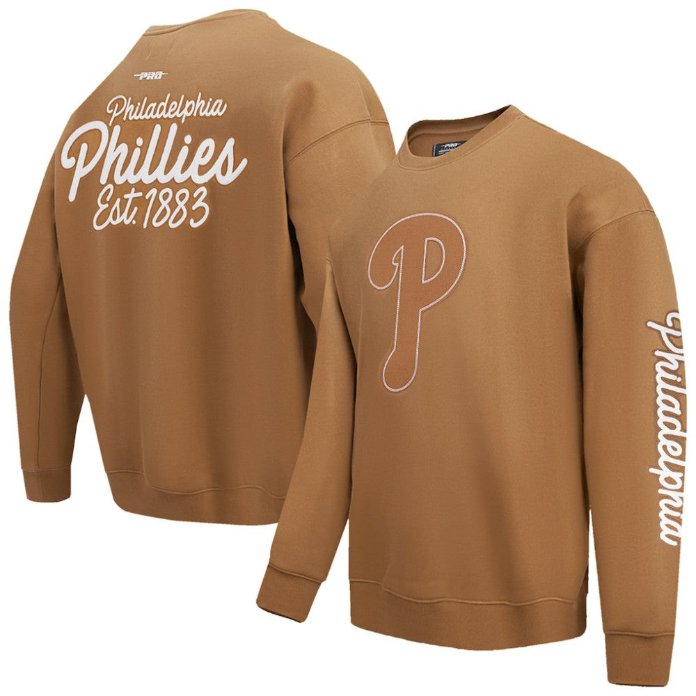 Philadelphia Phillies Pro Standard Paint The City Dropped Shoulder Pullover Sweatshirt - Brown Pullover
