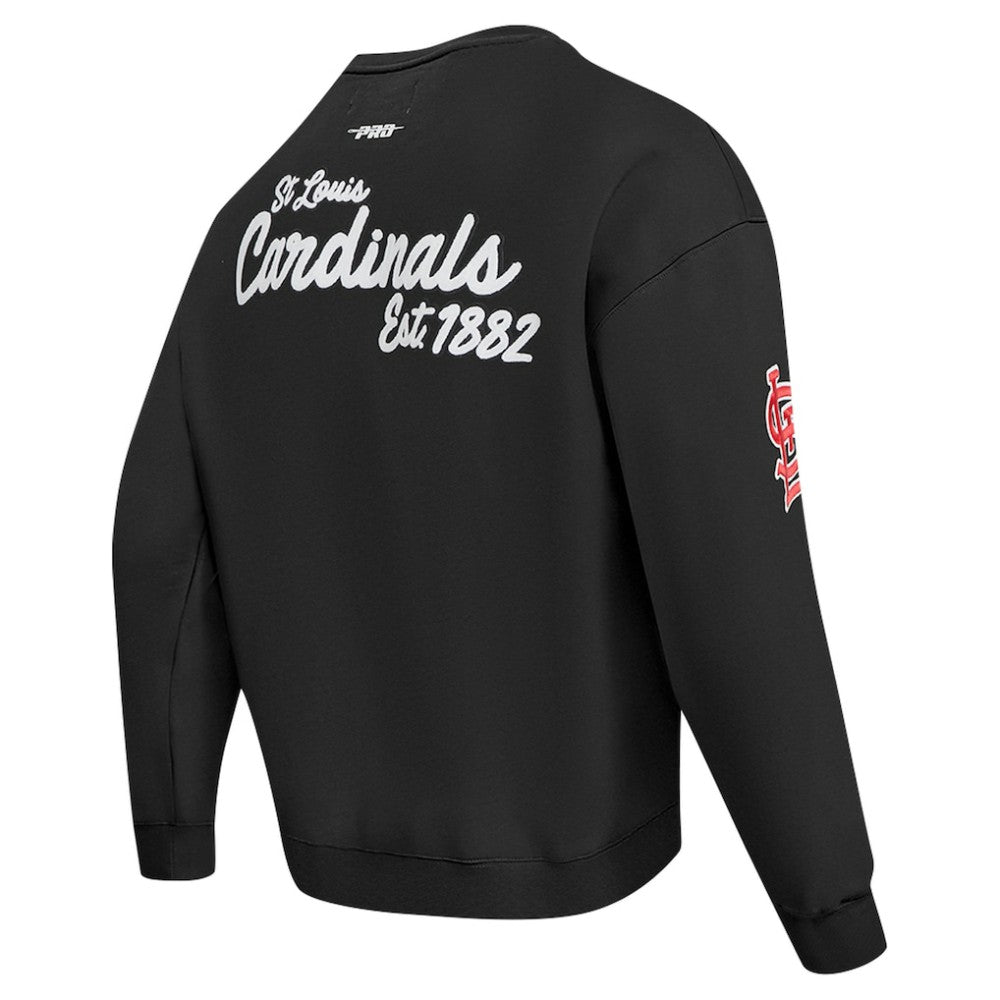 St. Louis Cardinals Pro Standard Paint The City Dropped Shoulder Pullover Sweatshirt - Black Pullover