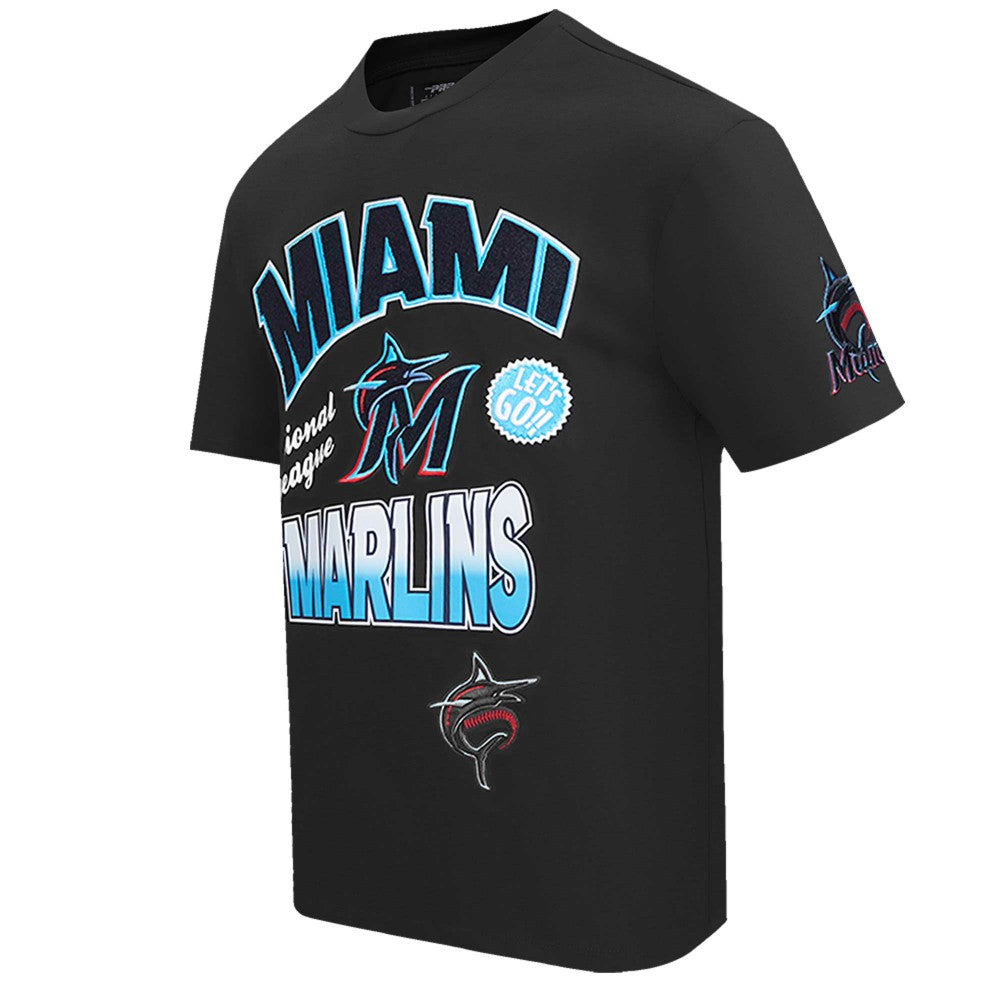 Miami Marlins Pro Standard Turn It Up Dropped Shoulder T-Shirt - Black T-shirts