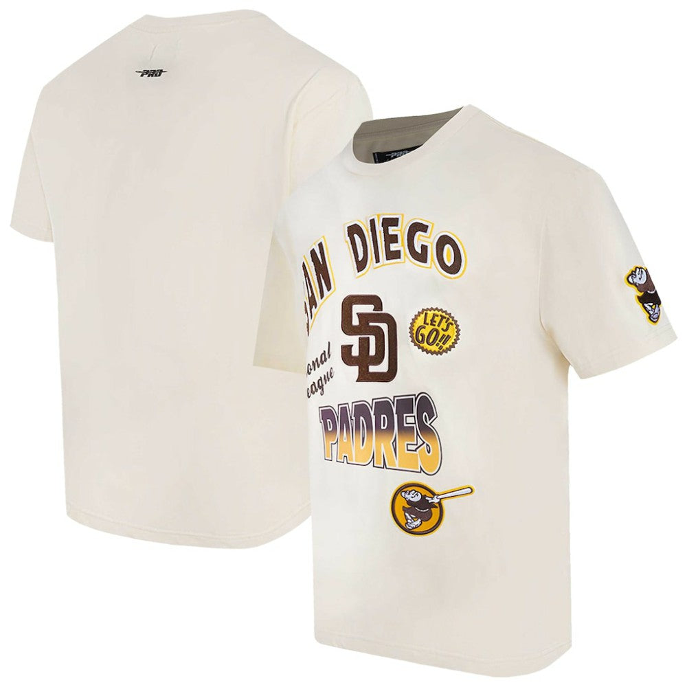 San Diego Padres Pro Standard Turn It Up Dropped Shoulder T-Shirt - Cream T-shirts