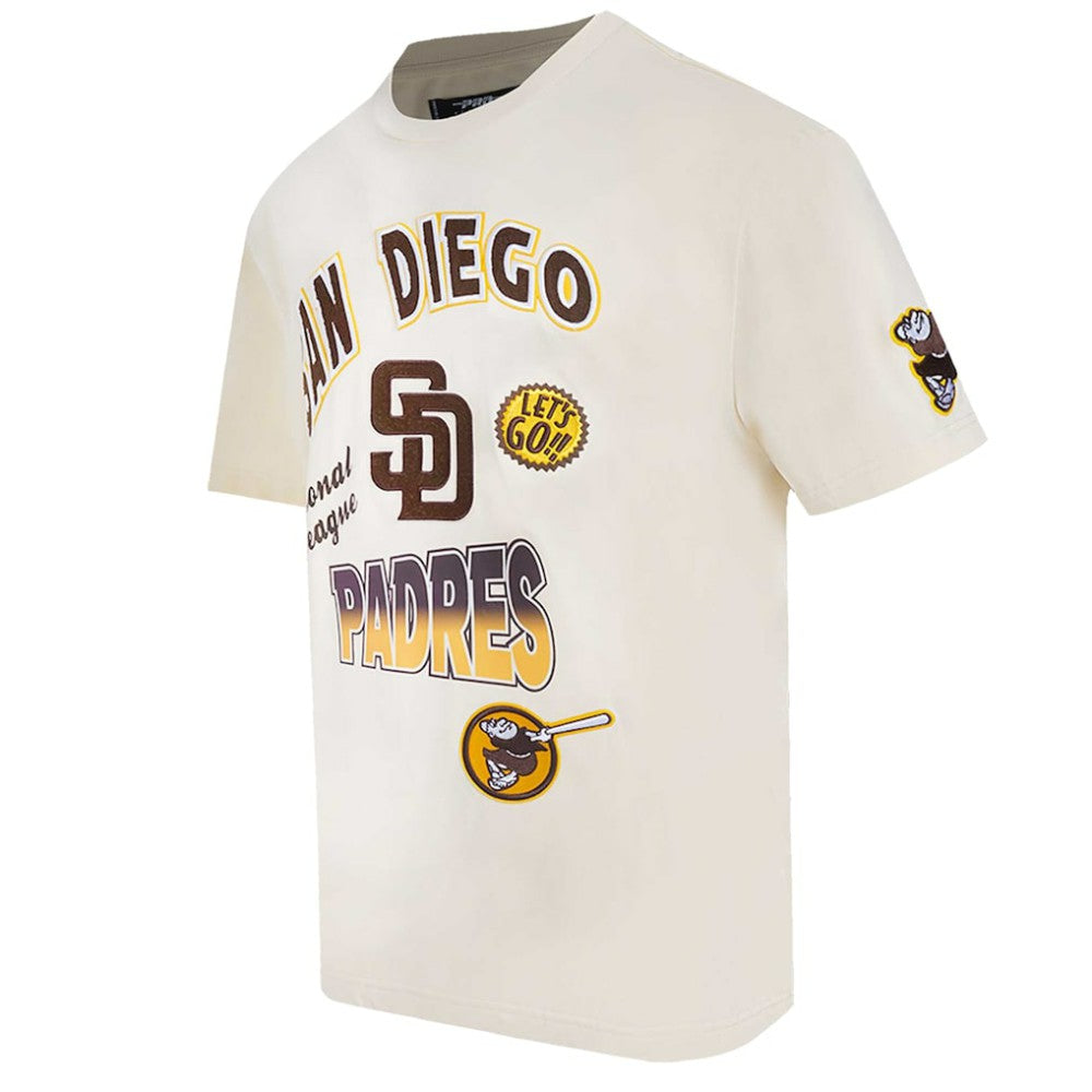 San Diego Padres Pro Standard Turn It Up Dropped Shoulder T-Shirt - Cream T-shirts