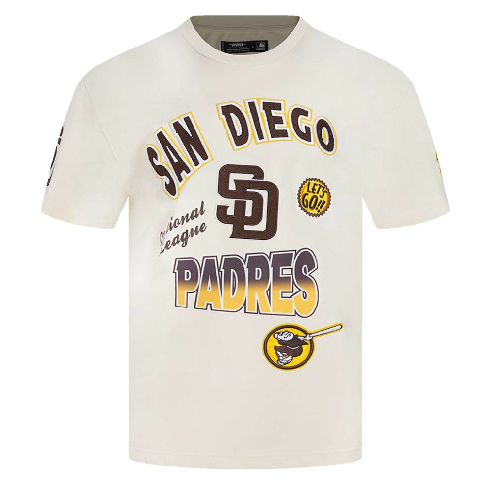 San Diego Padres Pro Standard Turn It Up Dropped Shoulder T-Shirt - Cream T-shirts