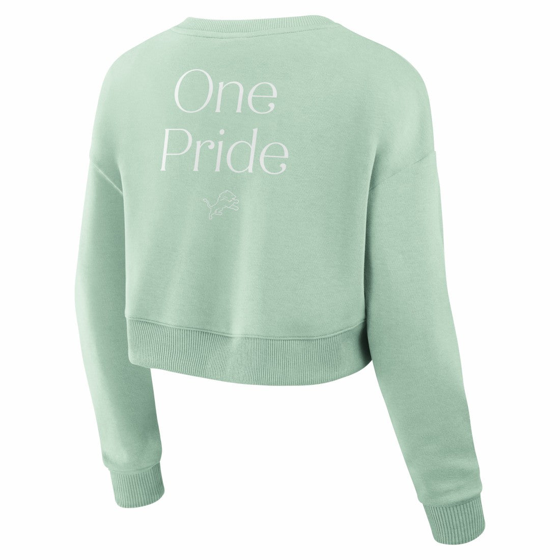 Detroit Lions Women's Studio Tri-Blend Cropped Pullover Sweatshirt - Mint Pullover