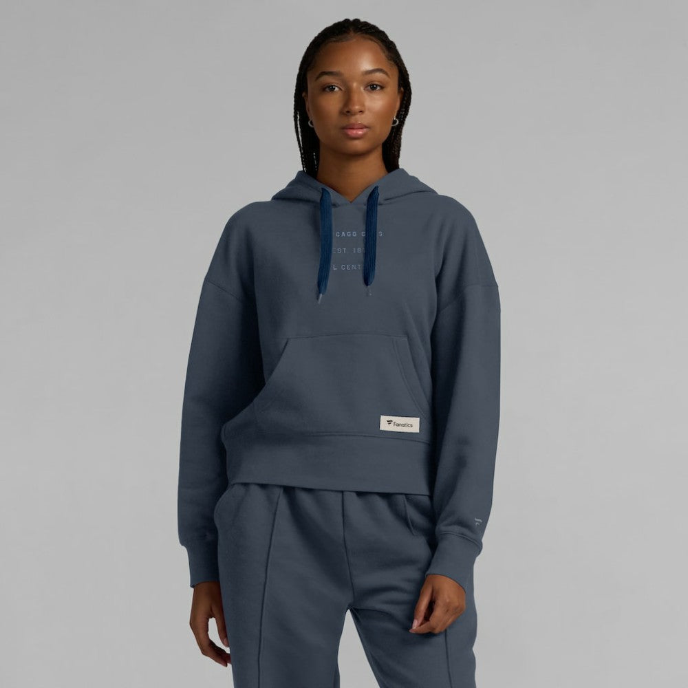 Chicago Cubs Fanatics Women's Elements Future Ground Subtle Tonal Pullover Hoodie - Blue Hoodies