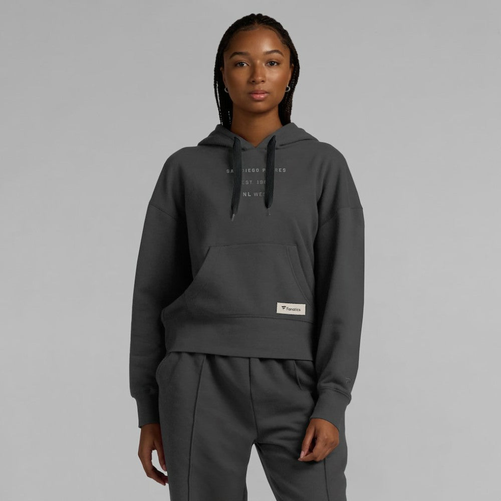 San Diego Padres Fanatics Women's Elements Future Ground Subtle Tonal Pullover Hoodie - Charcoal Hoodies