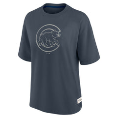 Chicago Cubs Fanatics Women's Oversized Elements Raw Edge Future Ground T-Shirt - Blue T-shirts