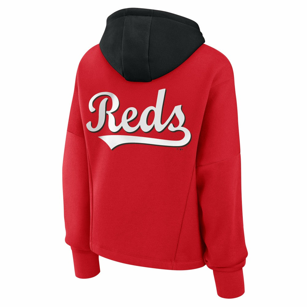 Cincinnati Reds Fanatics Women's Oversized Legacy Favorite Spectator Pullover Hoodie - Red Hoodies