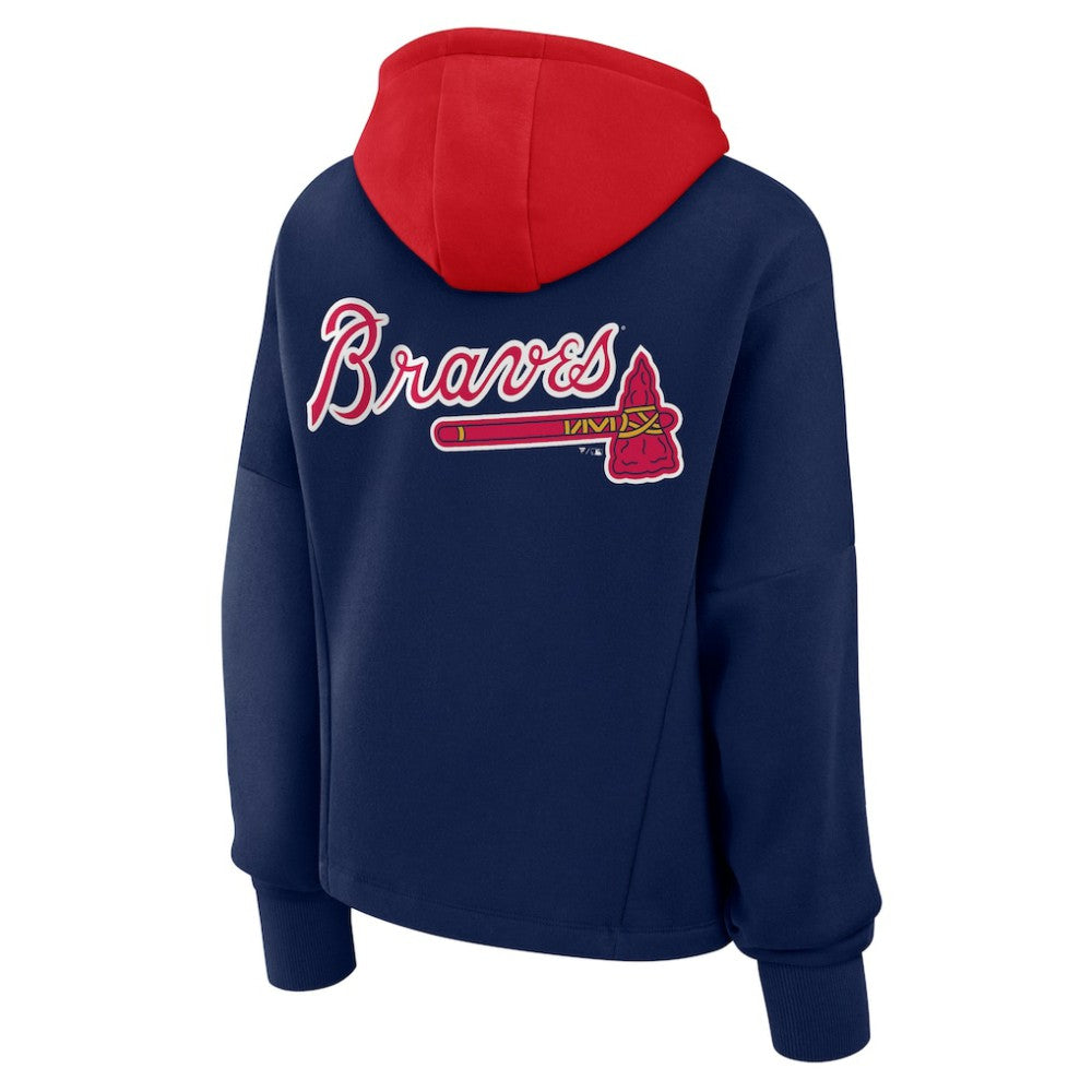 Atlanta Braves Fanatics Women's Oversized Legacy Favorite Spectator Pullover Hoodie - Navy Hoodies