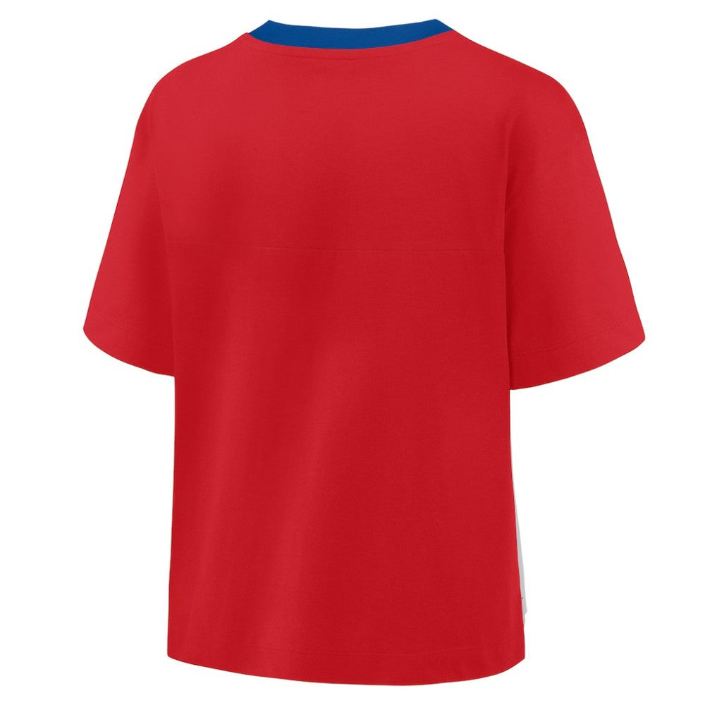 Philadelphia Phillies Fanatics Oversized Race To Win V-Neck T-Shirt - Red/Graphite T-shirts