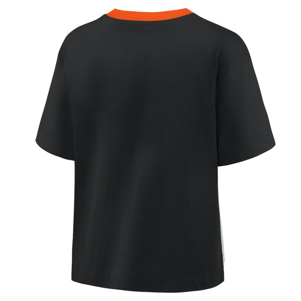San Francisco Giants Fanatics Oversized Race To Win V-Neck T-Shirt - Black/Graphite T-shirts