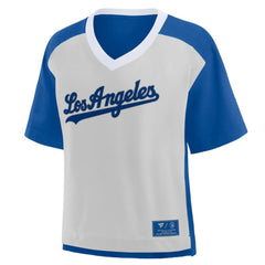 Los Angeles Dodgers Fanatics Oversized Race To Win V-Neck T-Shirt - Royal/Graphite T-shirts