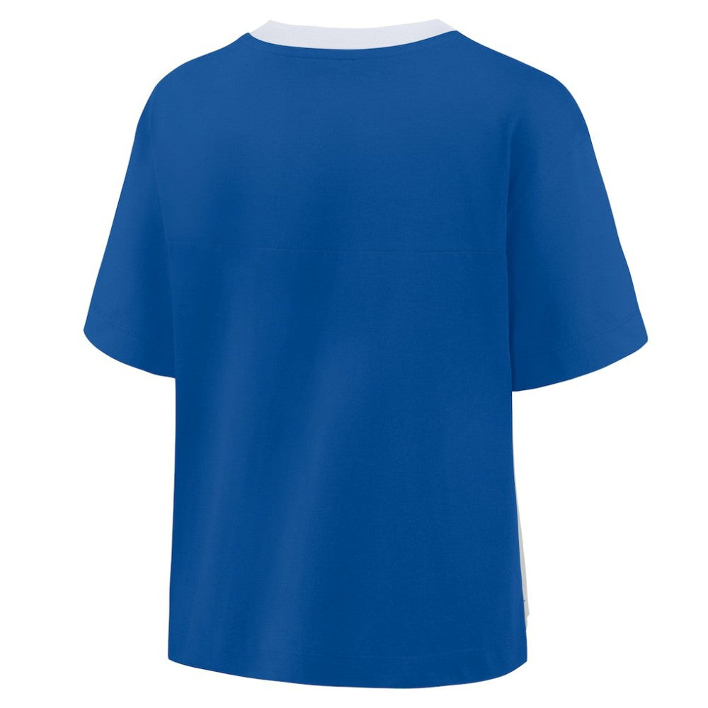Los Angeles Dodgers Fanatics Oversized Race To Win V-Neck T-Shirt - Royal/Graphite T-shirts