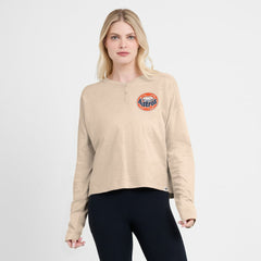 Houston Astros Fanatics Women's Oversized Stadium Slub Long Sleeve Henley T-Shirt - Tan T-shirts