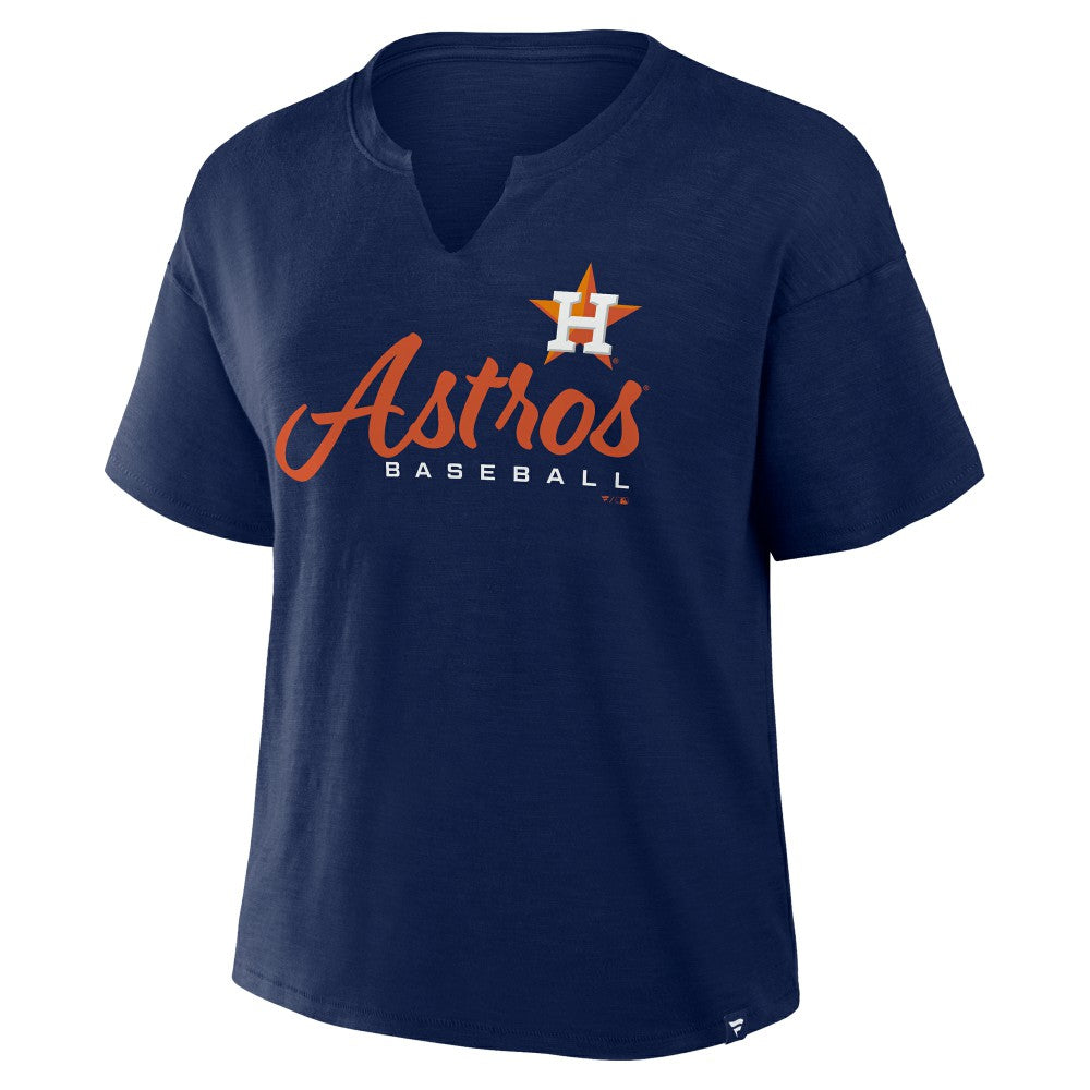 Houston Astros Fanatics Women's Fan Fave Stadium Slub Boxy T-Shirt - Navy T-shirts