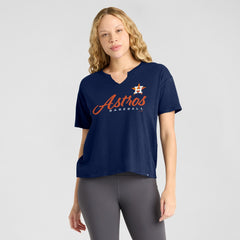 Houston Astros Fanatics Women's Fan Fave Stadium Slub Boxy T-Shirt - Navy T-shirts