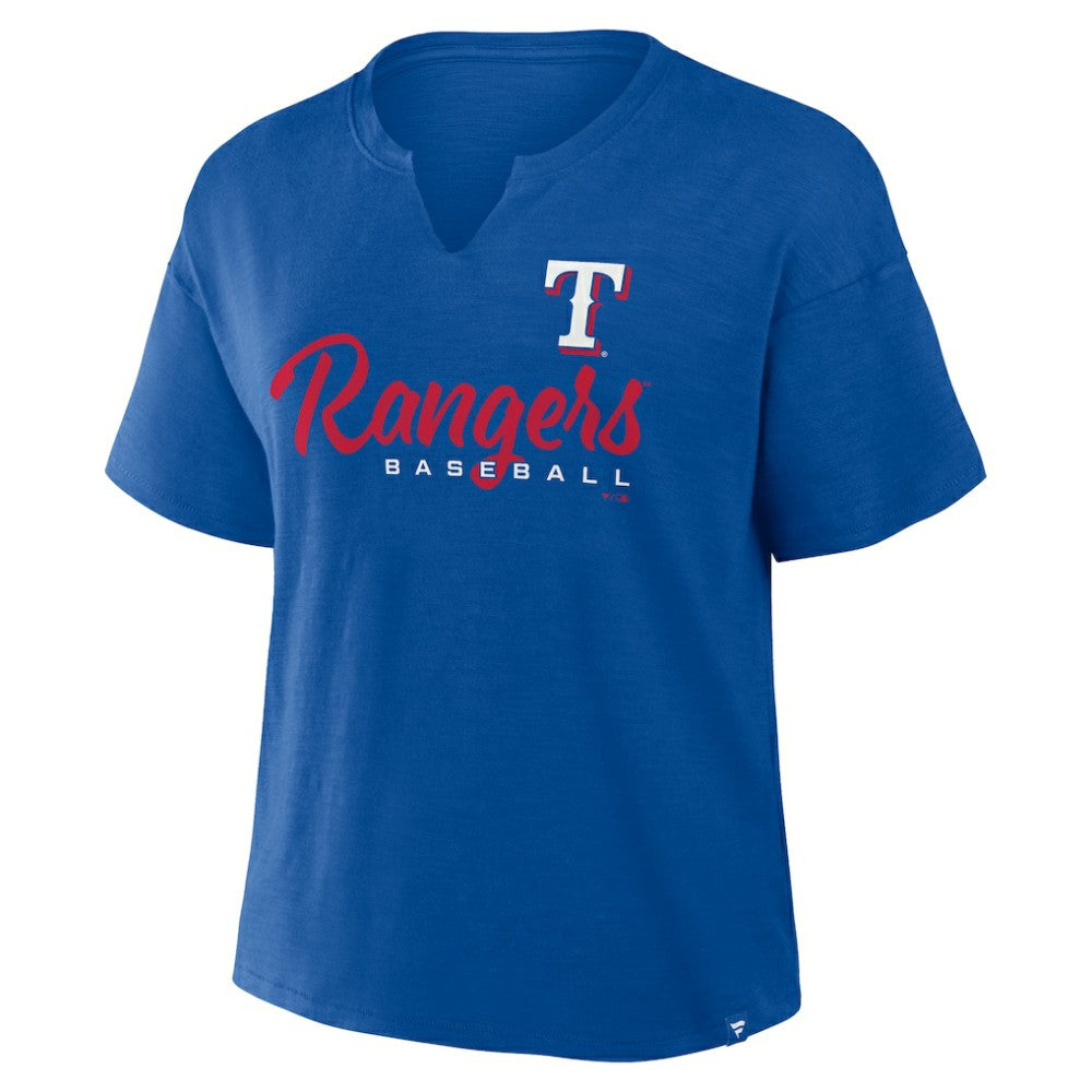 Texas Rangers Fanatics Women's Fan Fave Stadium Slub Boxy T-Shirt - Royal T-shirts