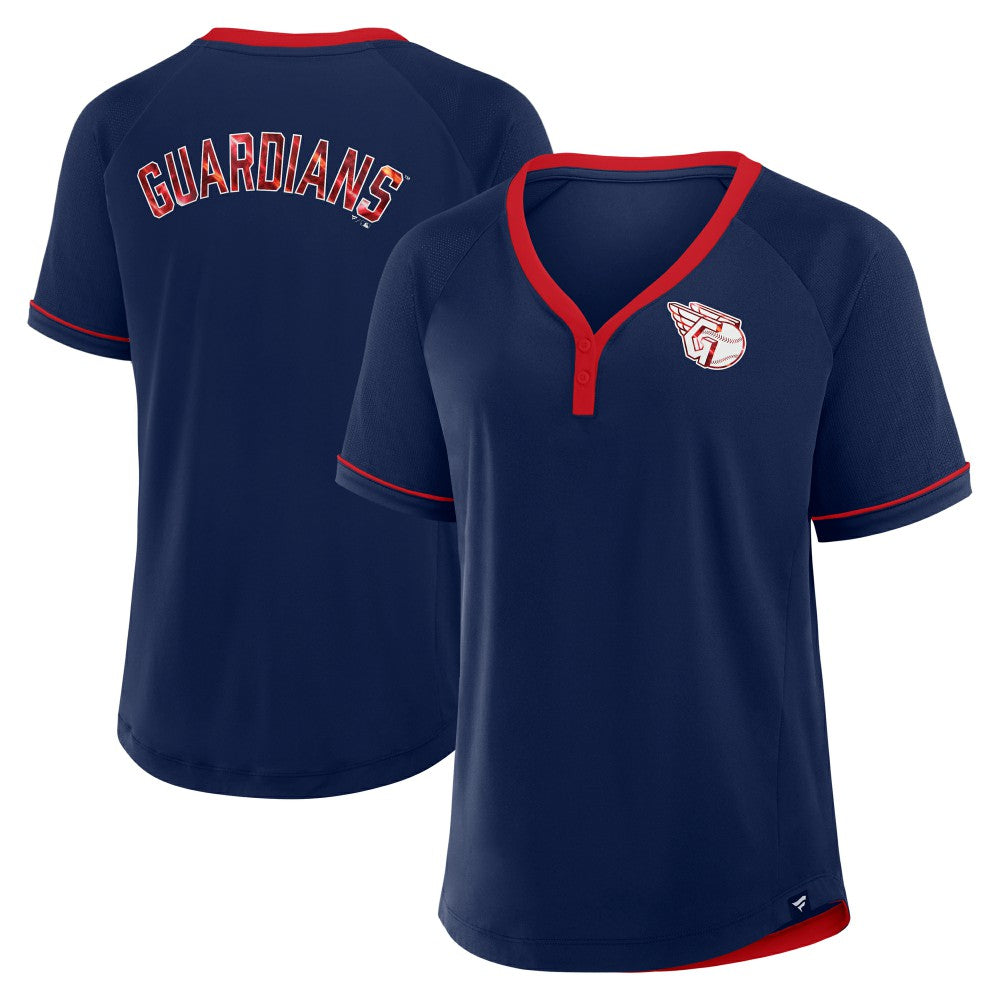 Cleveland Guardians Fanatics Women's League Diva Star Raglan V-Neck T-Shirt - Navy T-shirts