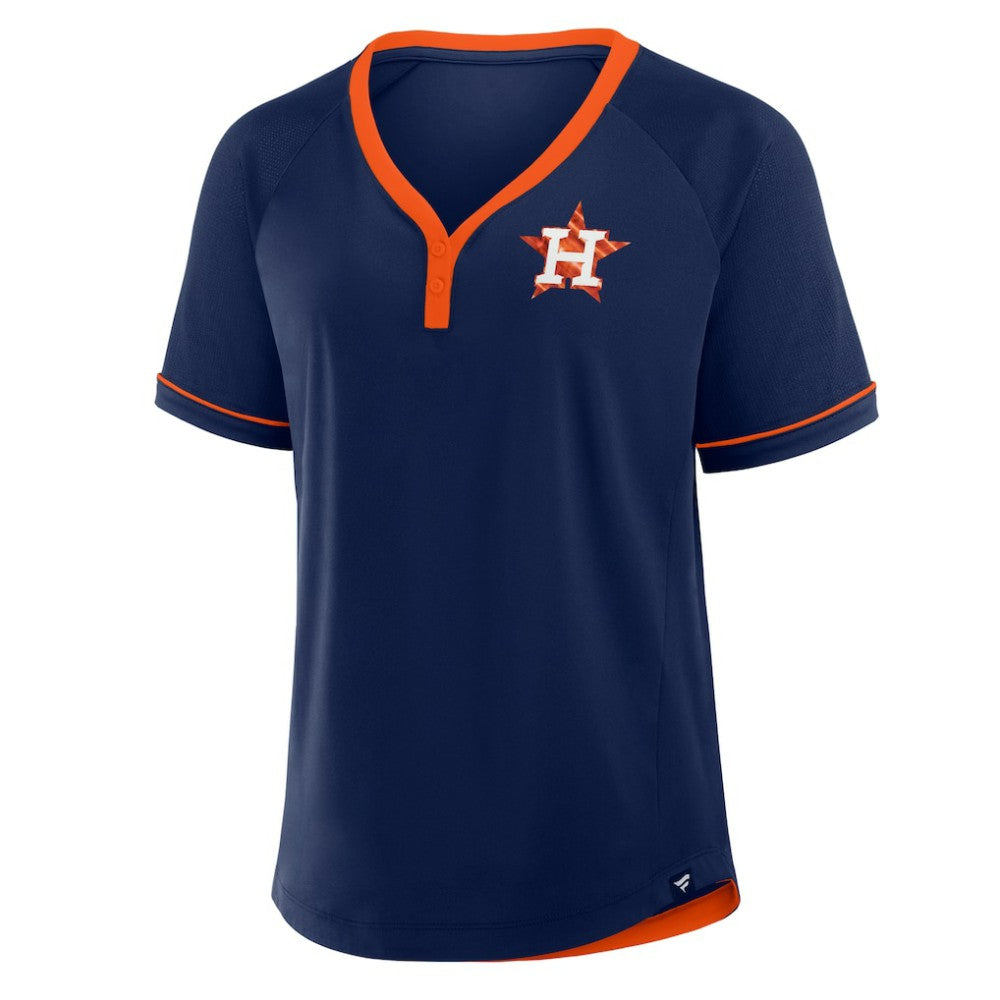 Houston Astros Fanatics Women's League Diva Star Raglan V-Neck T-Shirt - Navy T-shirts