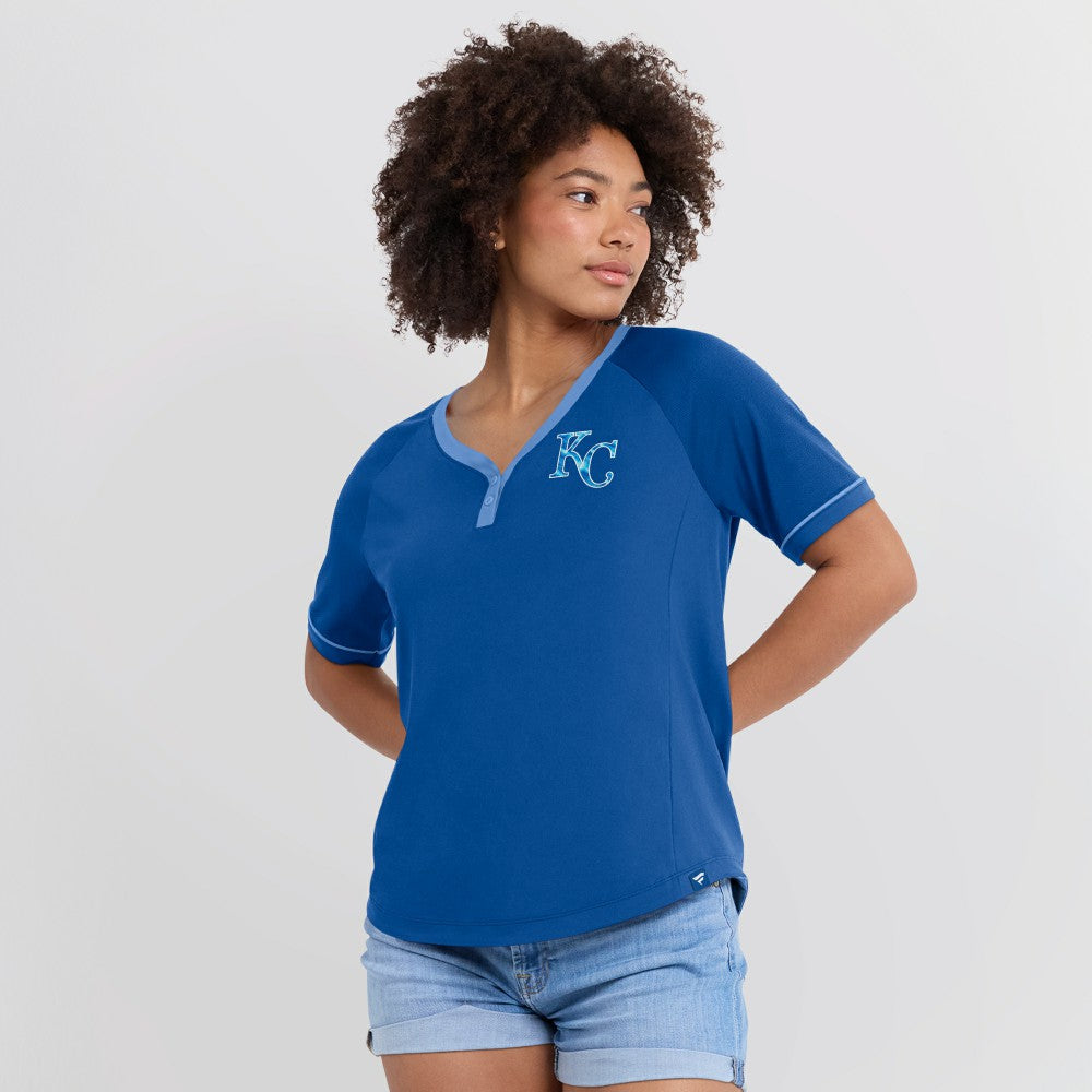 Kansas City Royals Fanatics Women's League Diva Star Raglan V-Neck T-Shirt - Royal T-shirts