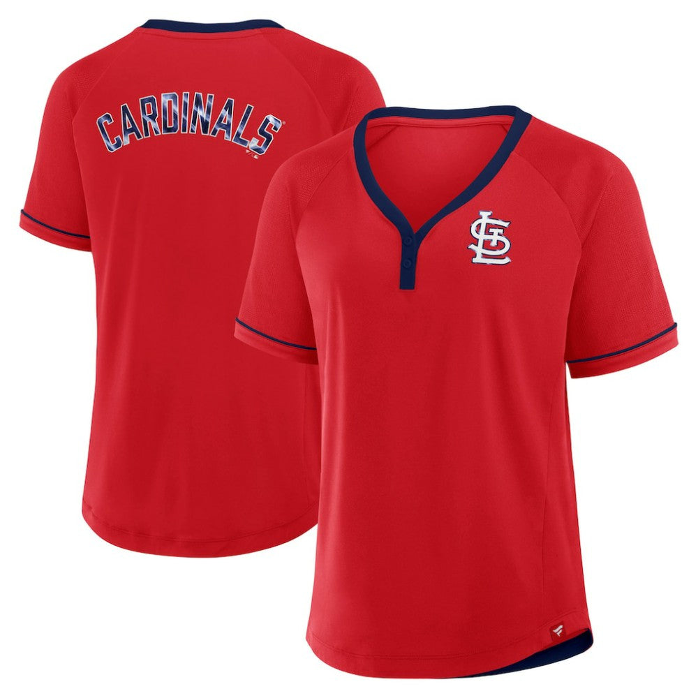 St. Louis Cardinals Fanatics Women's League Diva Star Raglan V-Neck T-Shirt - Red T-shirts