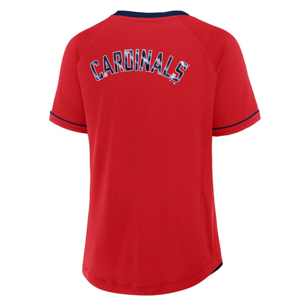 St. Louis Cardinals Fanatics Women's League Diva Star Raglan V-Neck T-Shirt - Red T-shirts