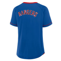 Texas Rangers Fanatics Women's League Diva Star Raglan V-Neck T-Shirt - Royal T-shirts