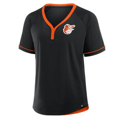 Baltimore Orioles Fanatics Women's League Diva Star Raglan V-Neck T-Shirt - Black T-shirts