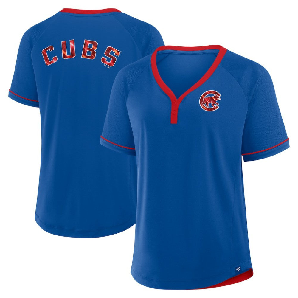 Chicago Cubs Fanatics Women's League Diva Star Raglan V-Neck T-Shirt - Royal T-shirts