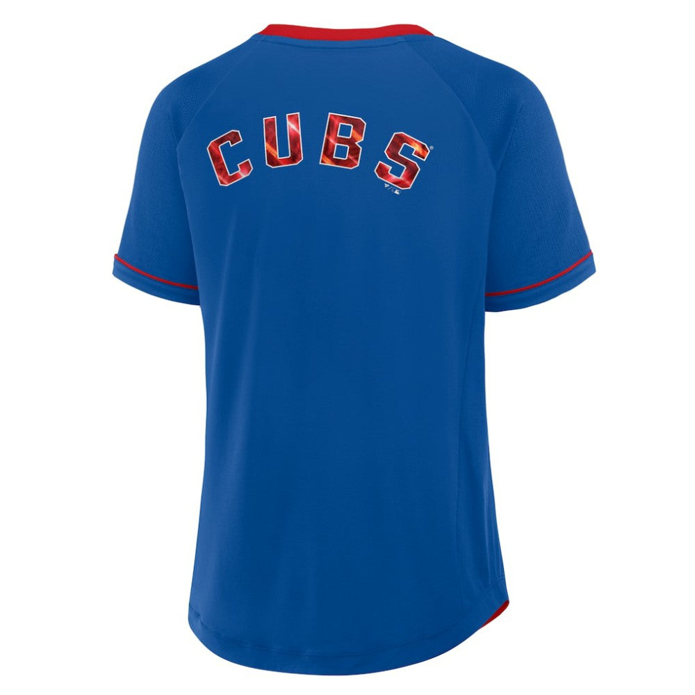 Chicago Cubs Fanatics Women's League Diva Star Raglan V-Neck T-Shirt - Royal T-shirts