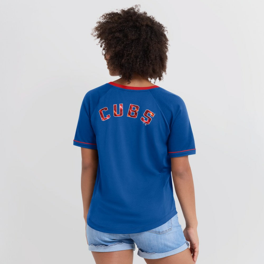 Chicago Cubs Fanatics Women's League Diva Star Raglan V-Neck T-Shirt - Royal T-shirts