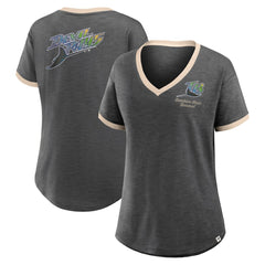 Tampa Bay Rays Fanatics Women's Binge Worthy Stadium Slub V-Neck T-Shirt - Black T-shirts