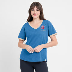 Atlanta Braves Fanatics Women's Binge Worthy Stadium Slub V-Neck T-Shirt - Royal T-shirts