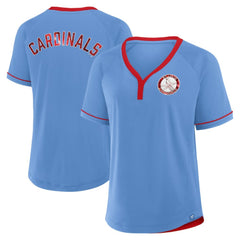 St. Louis Cardinals Fanatics Women's Cooperstown Collection League Diva V-Neck T-Shirt - Light Blue T-shirts