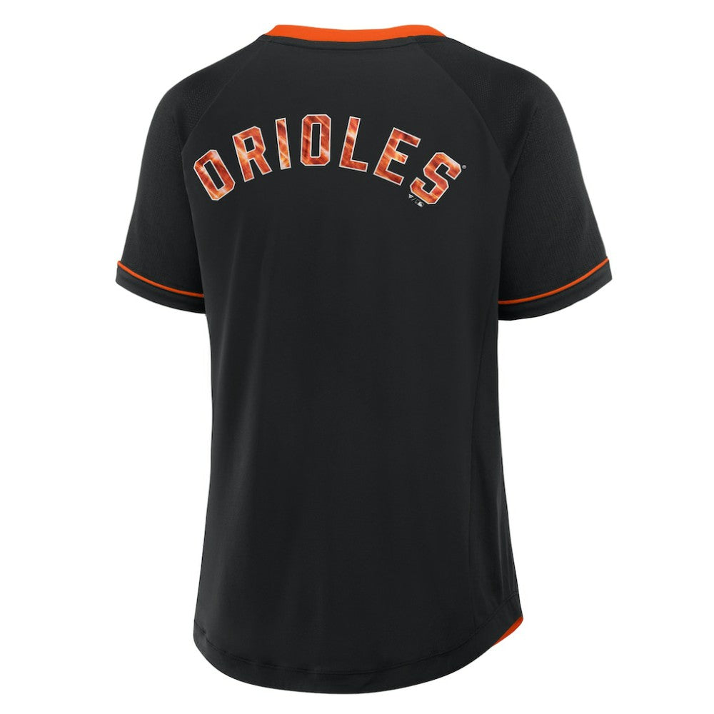 Baltimore Orioles Fanatics Women's Cooperstown Collection League Diva Raglan V-Neck T-Shirt - Black T-shirts
