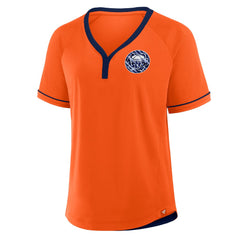 Houston Astros Fanatics Women's Cooperstown Collection League Diva Raglan V-Neck T-Shirt - Orange T-shirts