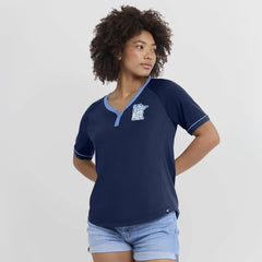 Minnesota Twins Fanatics Women's Cooperstown Collection League Diva Raglan V-Neck T-Shirt - Navy T-shirts