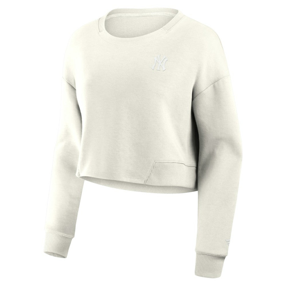 New York Yankees Fanatics Women's Studio Cropped Pullover Sweatshirt - Cream Pullover