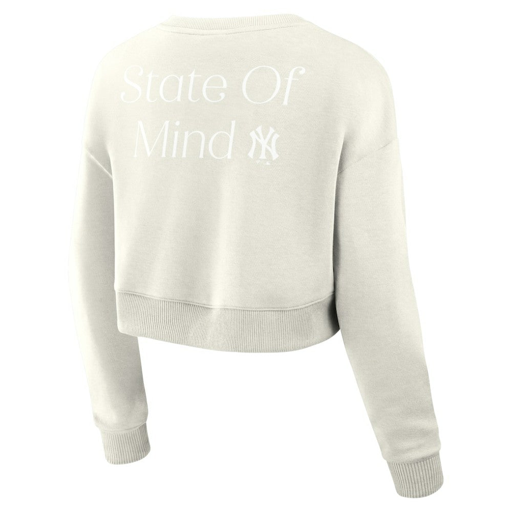 New York Yankees Fanatics Women's Studio Cropped Pullover Sweatshirt - Cream Pullover