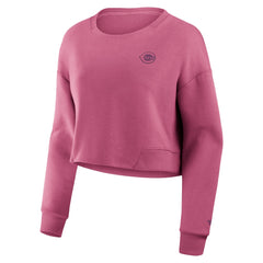 Cincinnati Reds Fanatics Women's Studio Cropped Pullover Sweatshirt - Pink Pullover