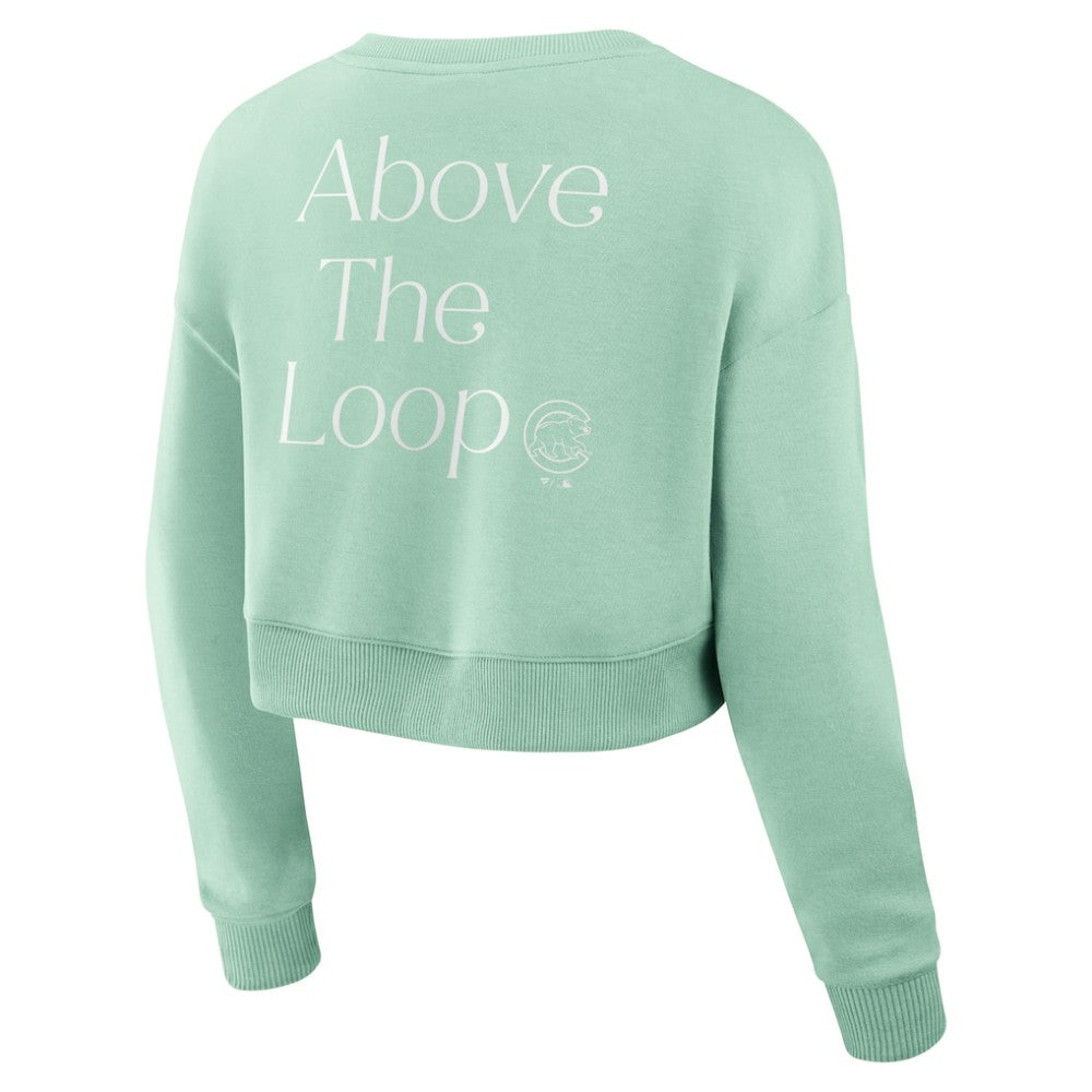 Chicago Cubs Fanatics Women's Studio Cropped Pullover Sweatshirt - Mint Pullover