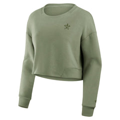 Houston Astros Fanatics Women's Studio Cropped Pullover Sweatshirt - Olive Pullover