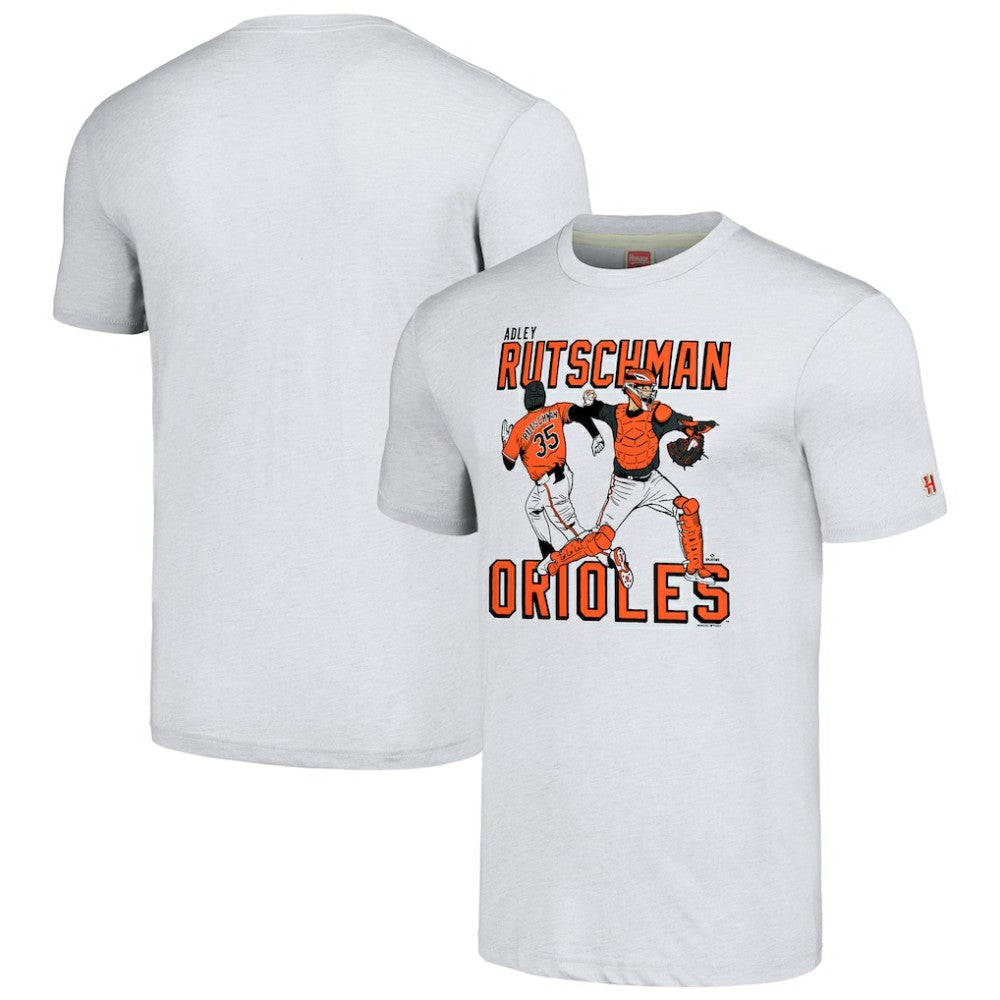 Adley Rutschman Baltimore Orioles Homage Caricature Player Tri-Blend T-Shirt - Gray T-shirts
