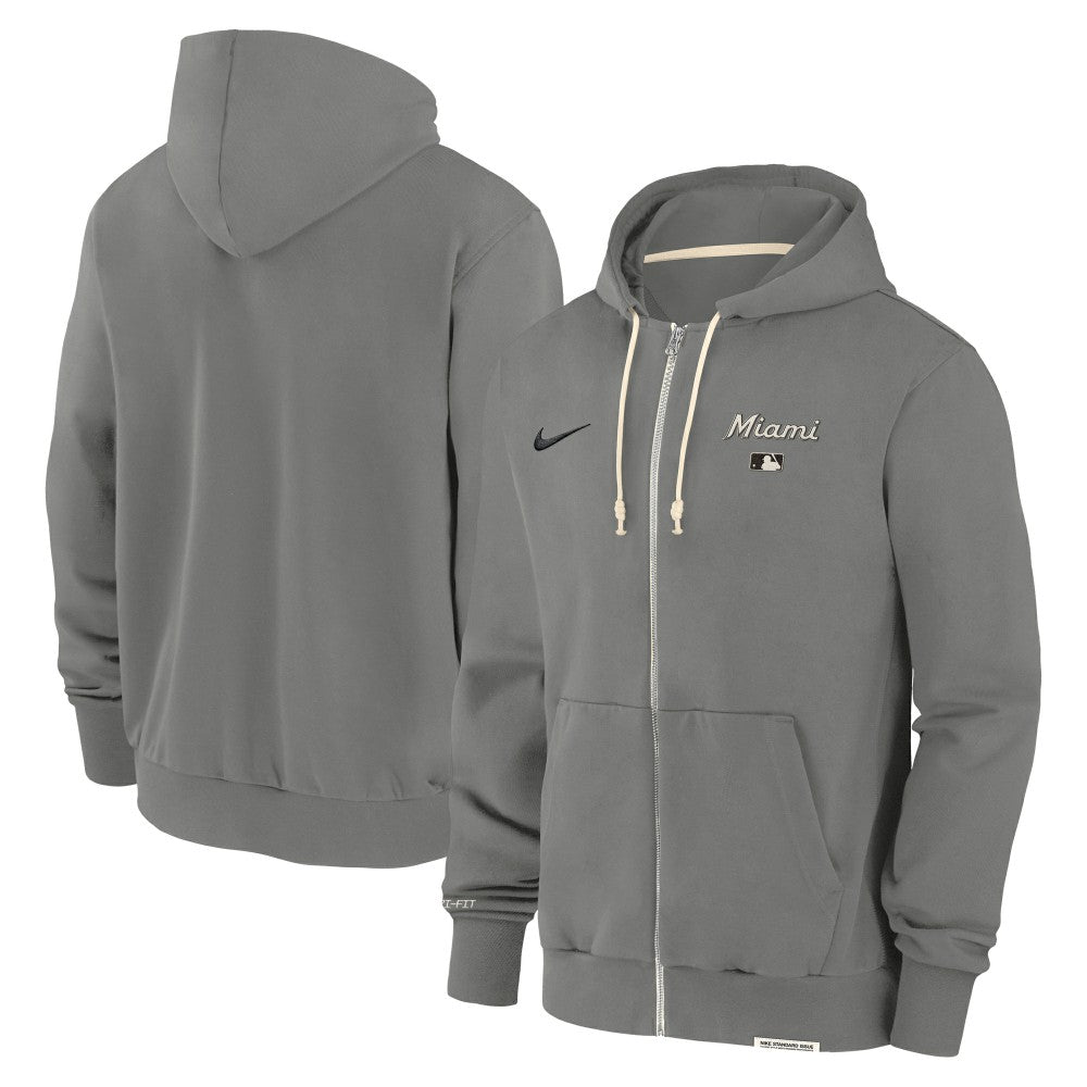 Miami Marlins Nike Authentic Collection Travel Performance Full-Zip Hoodie - Charcoal Hoodies