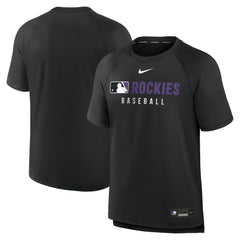 Colorado Rockies Nike Authentic Collection Pregame Raglan Dri-FIT T-Shirt - Black T-shirts