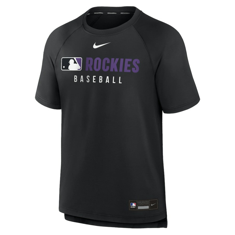 Colorado Rockies Nike Authentic Collection Pregame Raglan Dri-FIT T-Shirt - Black T-shirts