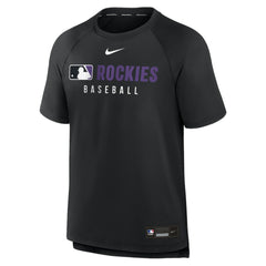 Colorado Rockies Nike Authentic Collection Pregame Raglan Dri-FIT T-Shirt - Black T-shirts